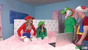 Intense Group Sex With Horny Sluts And Mario Role Play