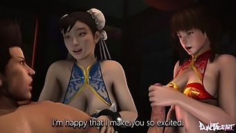 Watch As Two Men Pleasure Chun Li'S Big Tits And Face In A Steamy Threesome