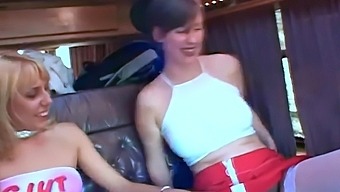Latex-Clad Lara And Sandy Indulge In Lesbian Rimming And Toy Play In The Van