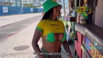 A Lascivious Brazilian Floozy Gets Excessively Encased With Cum After Getting An Even Saturated On The Beach.