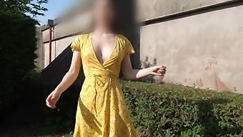 A 19-Year-Old Brown-Haired Has An Upskirt In A Park.
