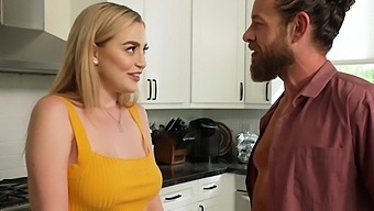 Quickie In The Kitchen Terminates With Cum In Jaw For Blake Blossom.