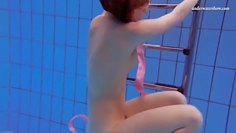 Katka Matrosova Surfs Unclothed Solo In The Pool.