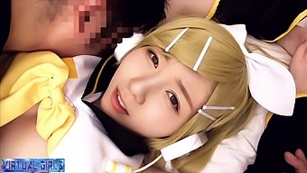 Asian Teen Kagamine Rin Gets A Blowjob In Virtualgirls Vocaloid Cosplay