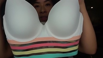Asian Teen'S Solo Webcam Show With Bra Play