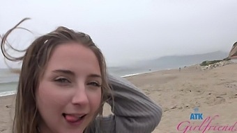 Macy Meadows' Long Hair And Miniskirt On The Beach In Hd
