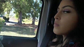 Sophia Leone'S Long Hair Gets In The Way As She Sucks A Penis In The Car