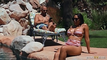 Husband And Wife Enjoy A Steamy Threesome By The Pool