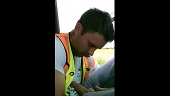 Masturbation In A Reflective Jacket: An Amateur Masturbates In A Car