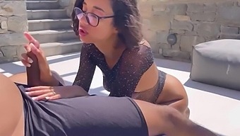 A Woman With Insatiable Sexual Appetite Gives A Blowjob On The Patio