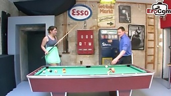 German Milf With Big Natural Breasts Gets Pounded On A Billiard Table