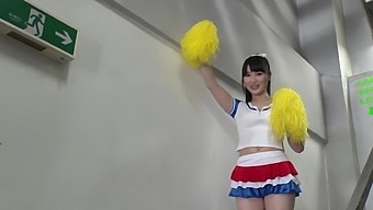 Japanese Cheerleader Strips Down And Gives A Hard Blowjob