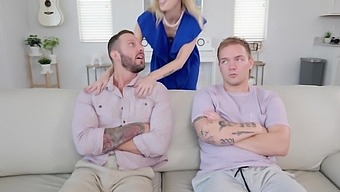 Two Guys Take Turns Fucking Millie Morgan'S Small Tits