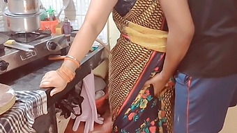 Mature Indian Woman Cooks In The Kitchen And Gets An Oral