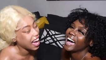 Ebony Princesses Lick And Suck Each Other In A Threesome