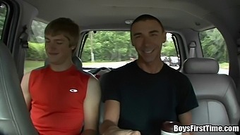 Interracial Gay Sex In The Car Leads To Rough Anal Sex