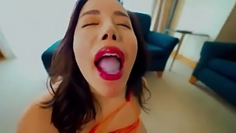 Asian Woman Gets Her Mouth Fucked And Cums Hard