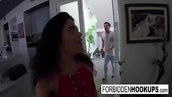 Brunette Step-Siblings Get Naughty With Delivery Guy