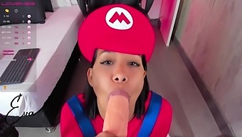 Mario Gets A Blowjob And A Cum Countdown With A Sex Toy