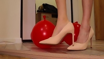 Foot Fetish Video Featuring Amateur Woman Crushing Balloons With Heels