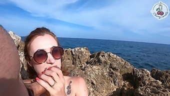 Fitness Enthusiast Redhead Gives Amazing Oral And Public Sex At The Beach