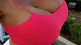 A Blonde Girl With Big Boobs Is Flashing Outdoors, And It'S Totally Legal